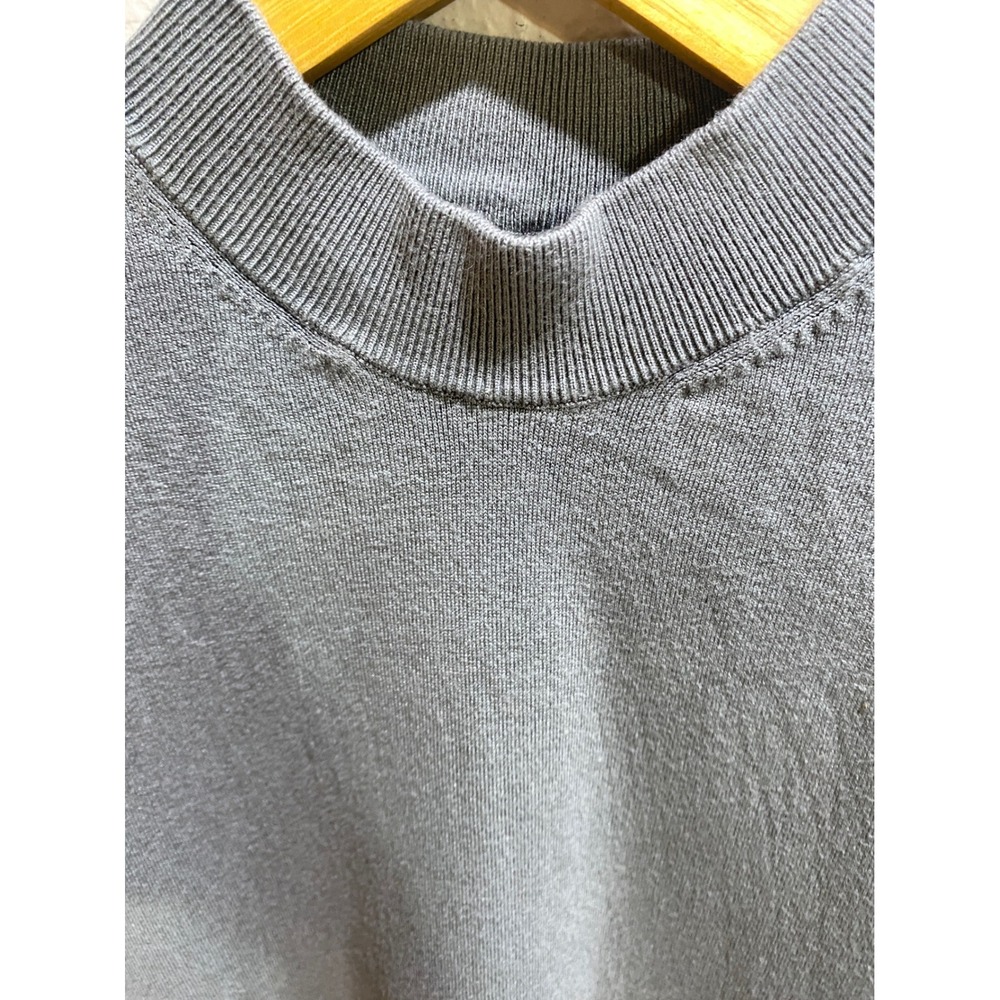 Zara Ribbed Mock Neck Knit Top L Green Gray  Fitted Minimalist Classic Layer - Picture 6 of 7